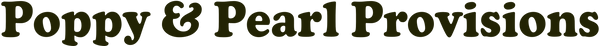 The text 'Poppy & Pearl Provisions' in a dark olive-brown serif font 